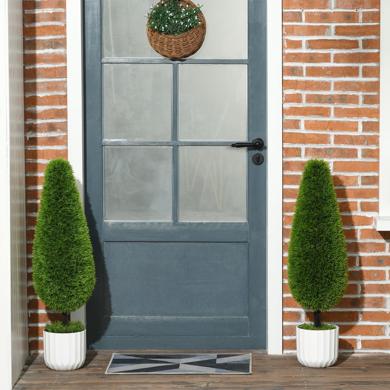 HOMCOM Kunstpflanze Zypresse 2er-Set 90 cm Künstliche Pflanzen Kunstbaum im Topf
