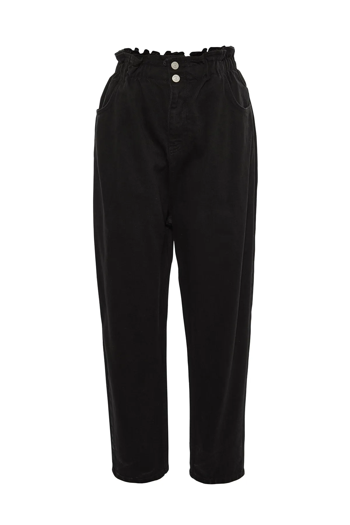 Trendyol Curve  Schwarze Mom-Jeans mit hoher Taille und elastischem Bund TBBAW23JE00002