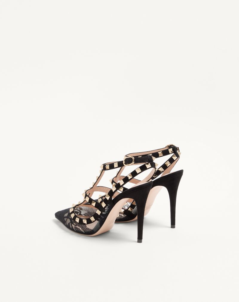 Sapatos de salto Rockstud Lace com tiras de 100 mm
