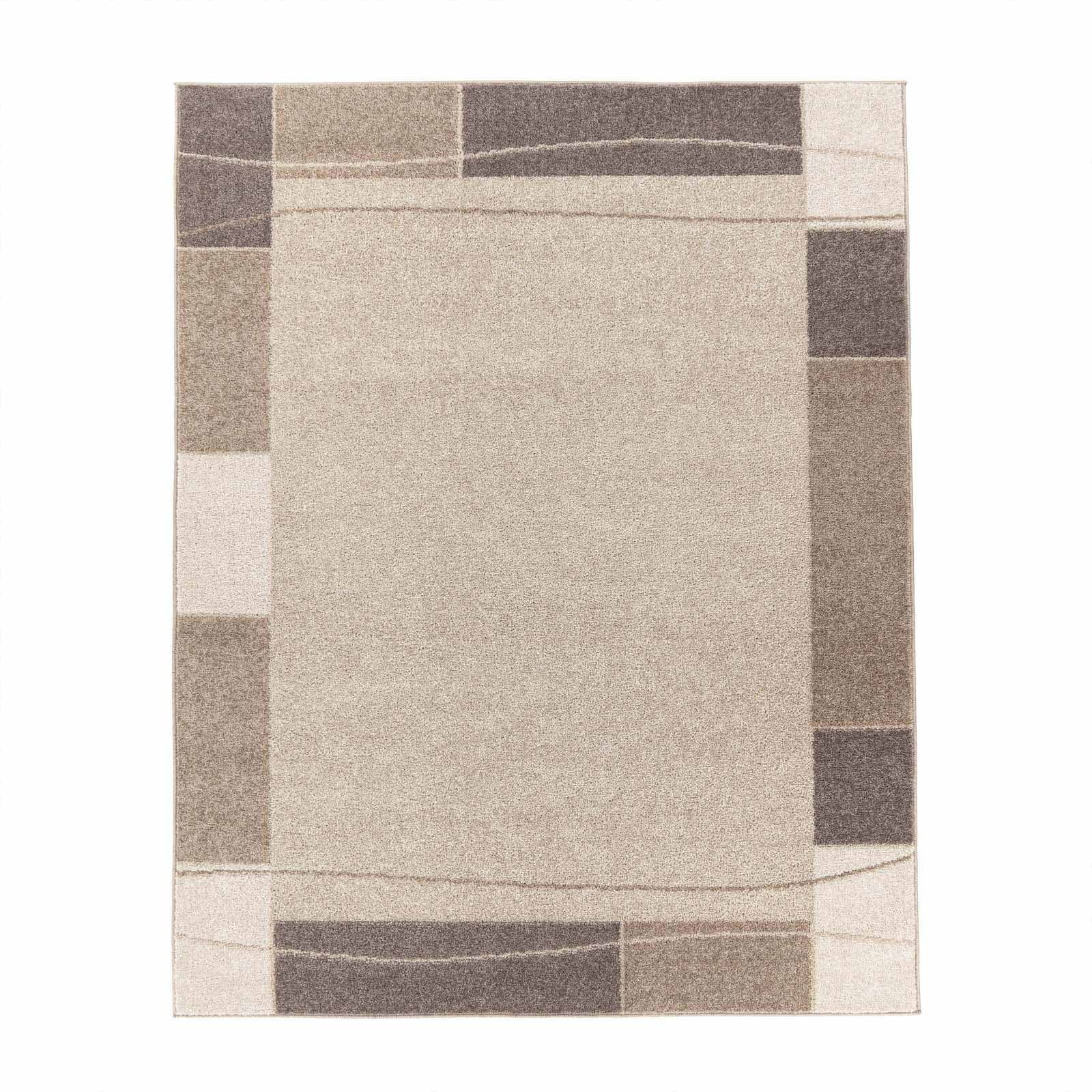 Teppich Moderner Teppich Aragon 54 Bordüre, TaraCarpet, rechteckig, Höhe: 13 mm, Designer Bordüre braun Wohnzimmer Schlafzimmer Esszimmer 080X150 cm