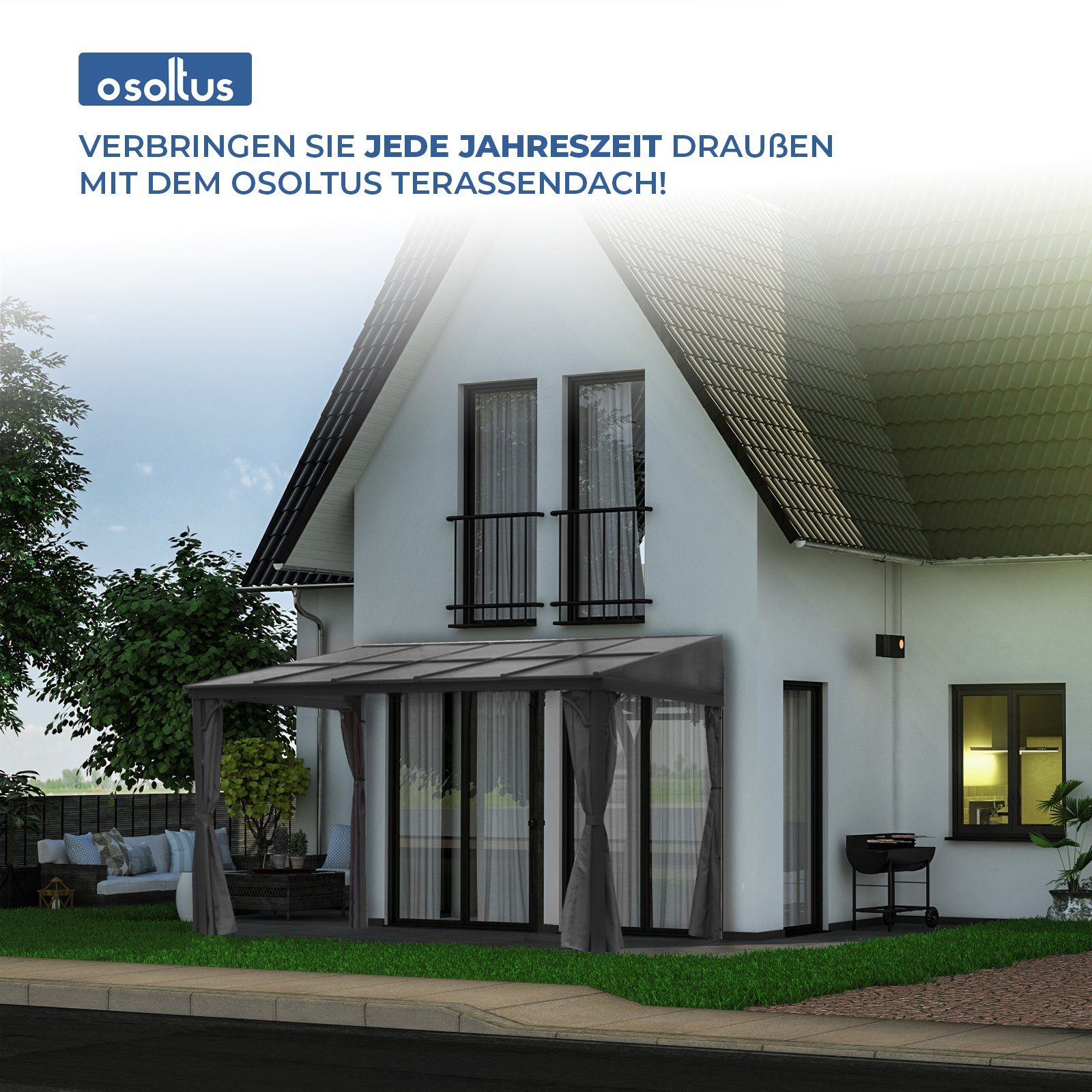 osoltus Vordach osoltus Alu Pavillon Terrassendach Terrassenüberdachung Toledo