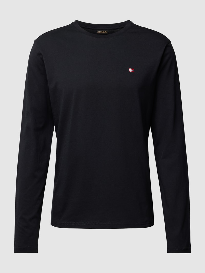 Longsleeve mit Logo-Stitching Modell 'Salis' in schwarz