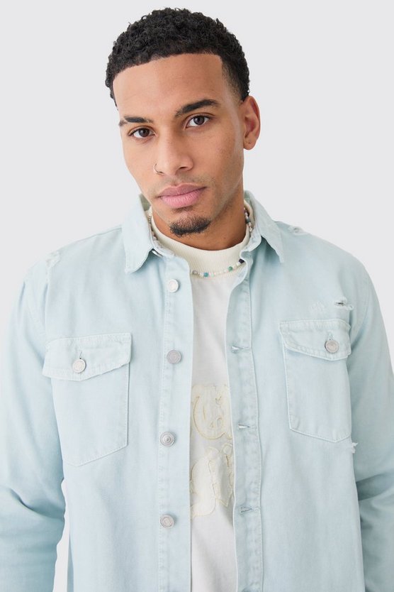 Zerrissenes Denim-Overshirt