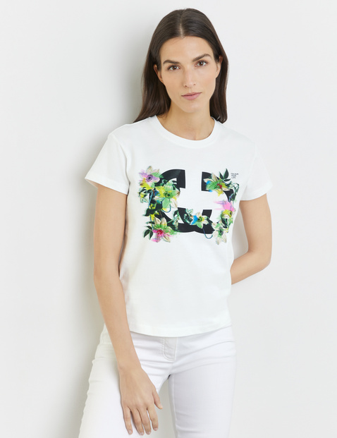 Baumwollshirt mit floralem Frontprint