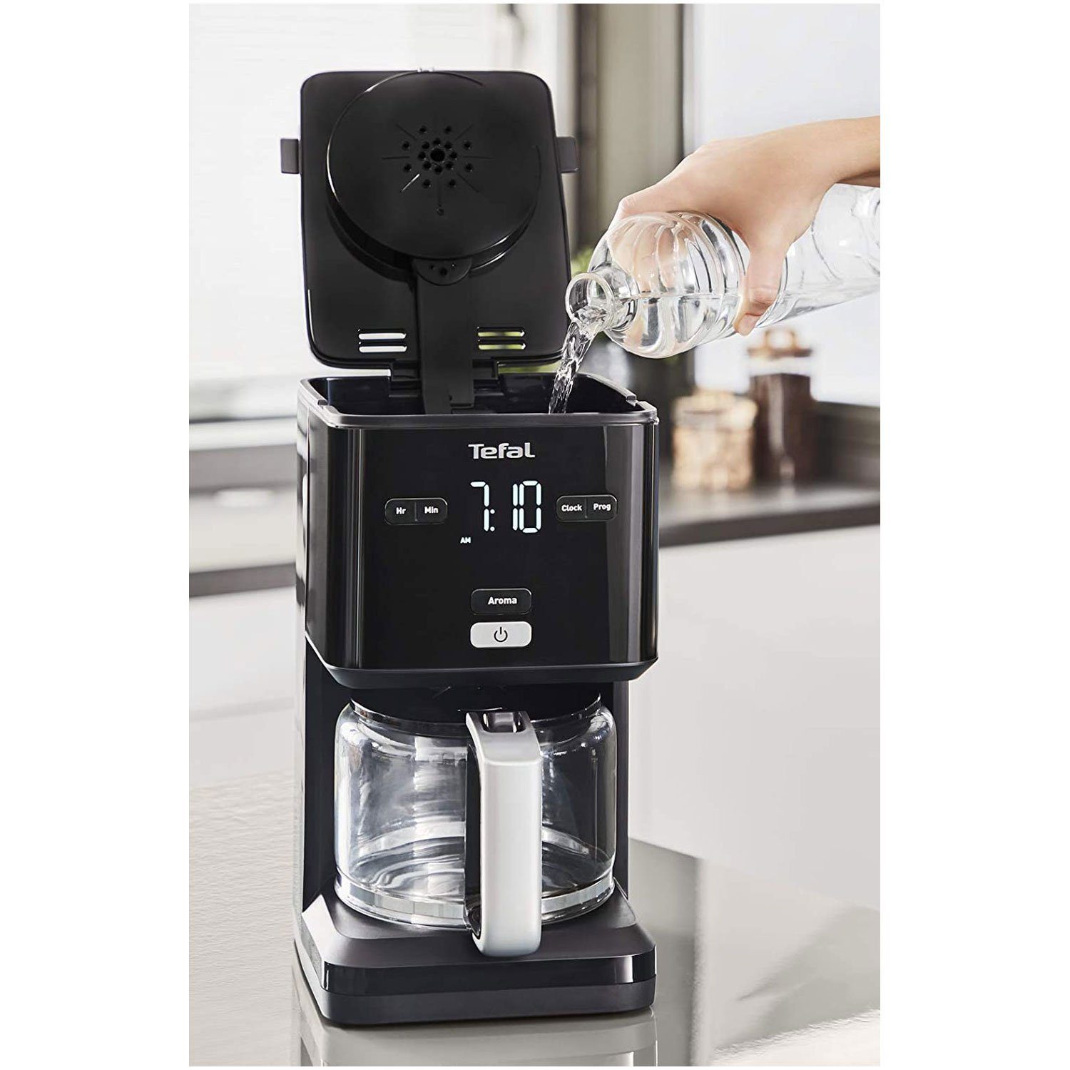 Tefal Filterkaffeemaschine CM600810, 1.25l Kaffeekanne, 24h-Timer, Digitales LCD-Display, Aroma-Funktion, Warmhalte-Funktion