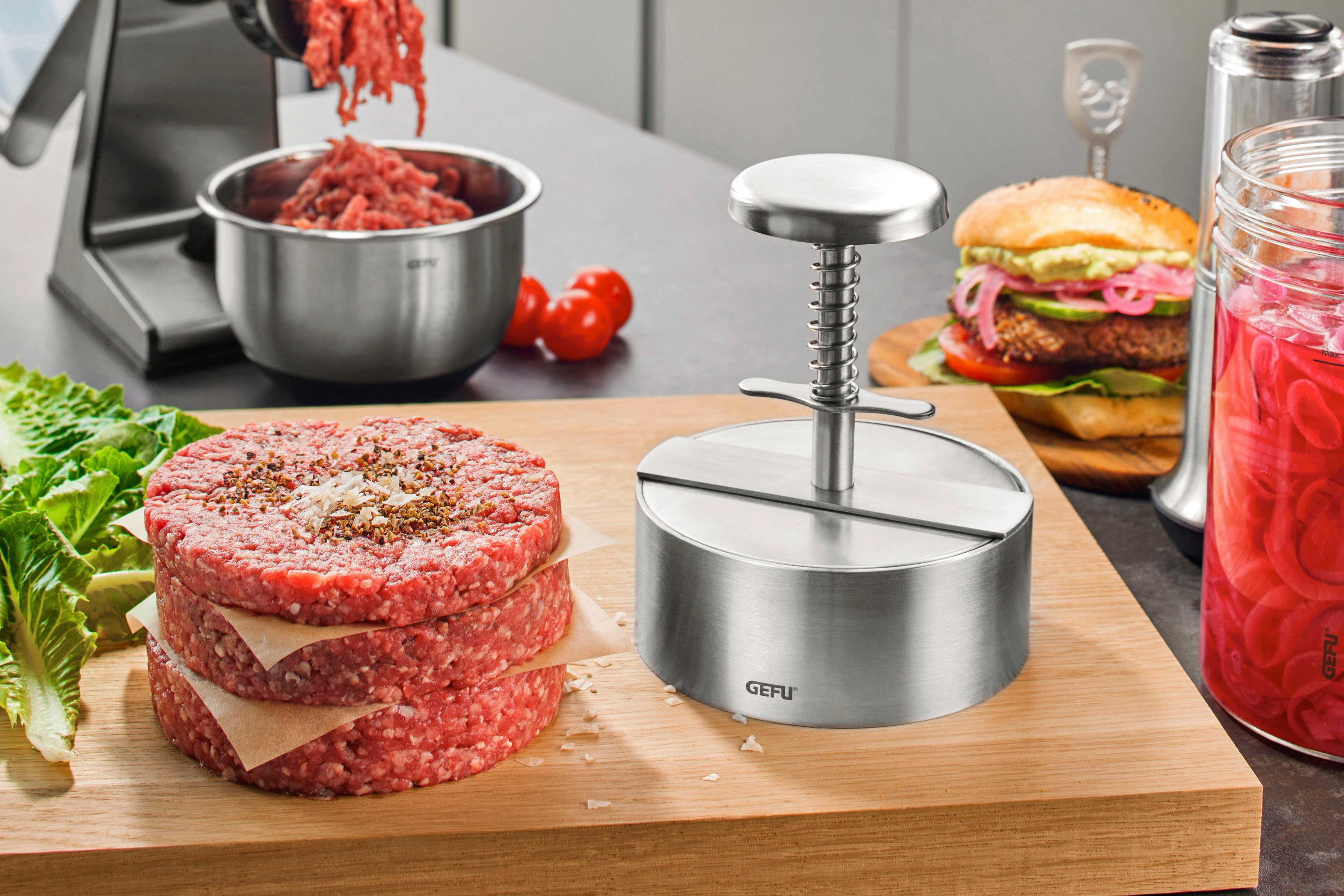 GEFU Burgerpresse PÄTTI, Edelstahl 18/10, robust dank hochwertigem Edelstahl