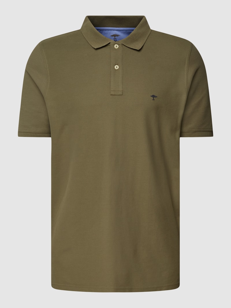 Poloshirt mit Logo-Stitching in olivgrün