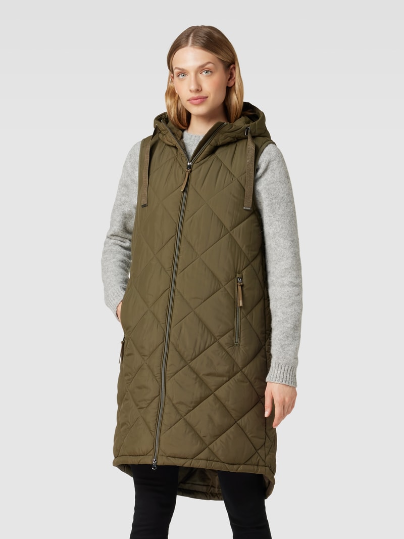 Steppweste mit Kapuze in khaki