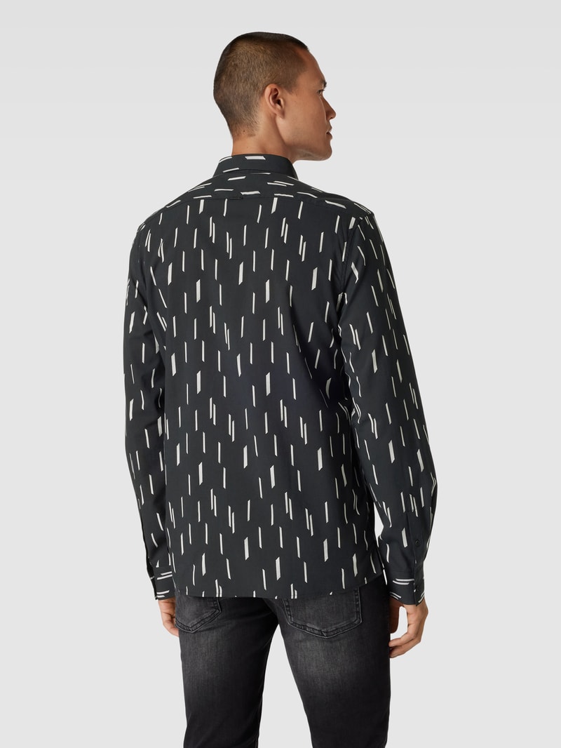 Straight Fit Freizeithemd mit Allover-Print in schwarz