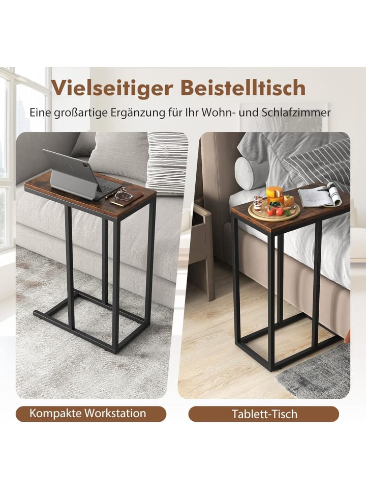 COSTWAY Beistelltisch C-Form in Braun günstig kaufen onesize