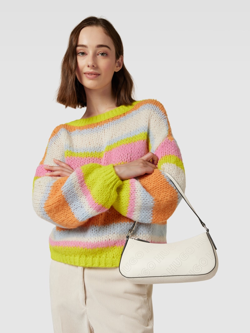 Hobo Bag mit Logo-Muster in offwhite
