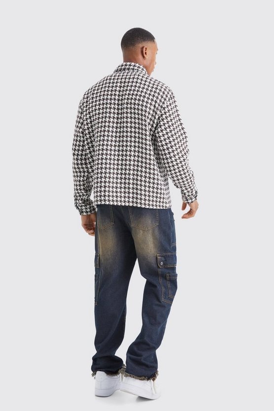 Langärmliges kastiges Oversize Jacquard Overshirt