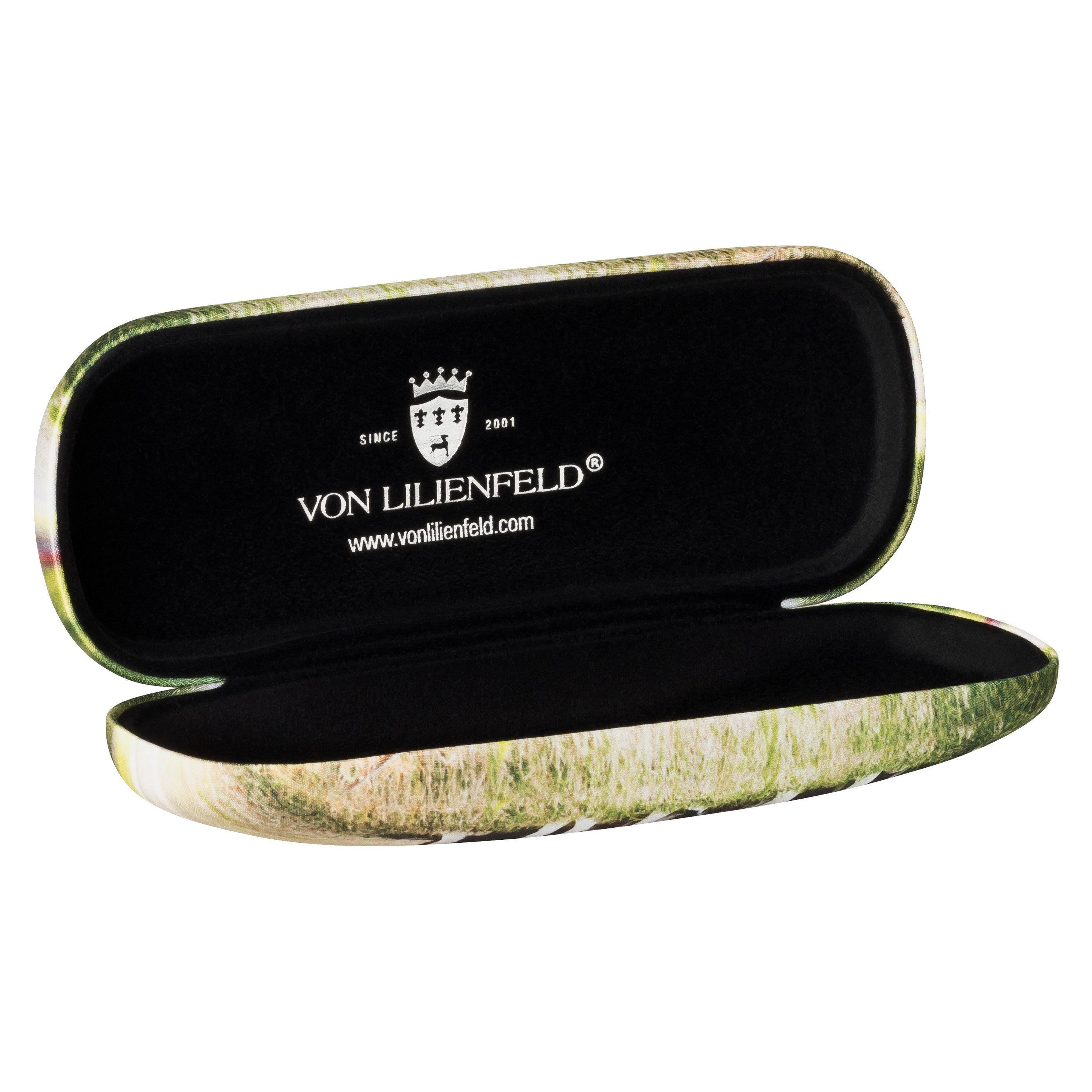 von Lilienfeld Brillenetui Brillenetui Border Collies Brillenputztuch Hardcase mit Stoff bezogen, Hochwertiges Putztuch mit demselben Motiv