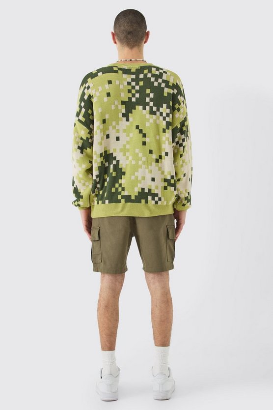 Skinny Cargo-Shorts mit elastischem Bund
