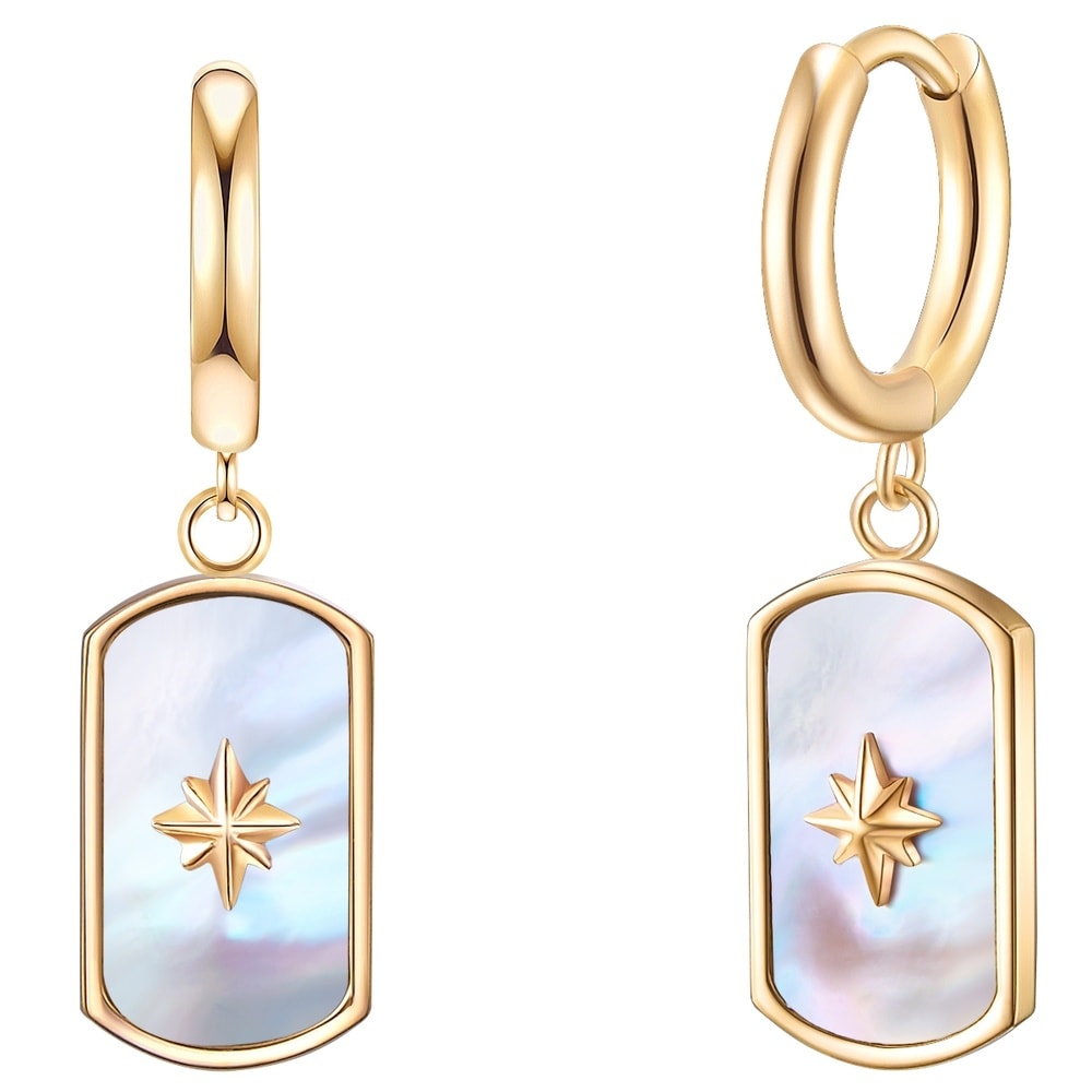Valero Pearls Boucles doreilles en acier inoxydable Acier inoxydable Nacre en Or jaune Boucles d'oreilles