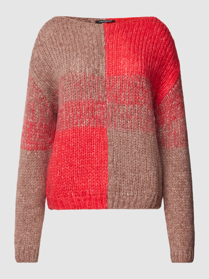 Strickpullover in Two-Tone-Machart in altrosa