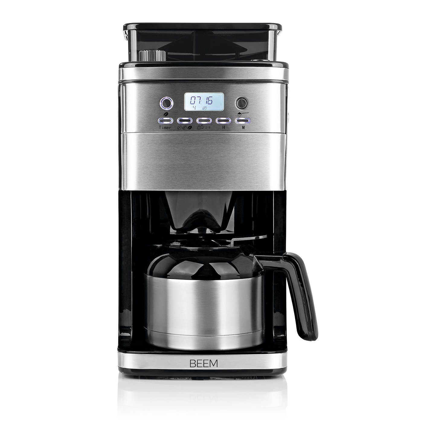 BEEM Filterkaffeemaschine FRESH-AROMA-PERFECT Mahlwerk Thermokanne 8 Tassen, Permanentfilter, Zubereitung mit Kaffeebohnen und Kaffeepulver möglich