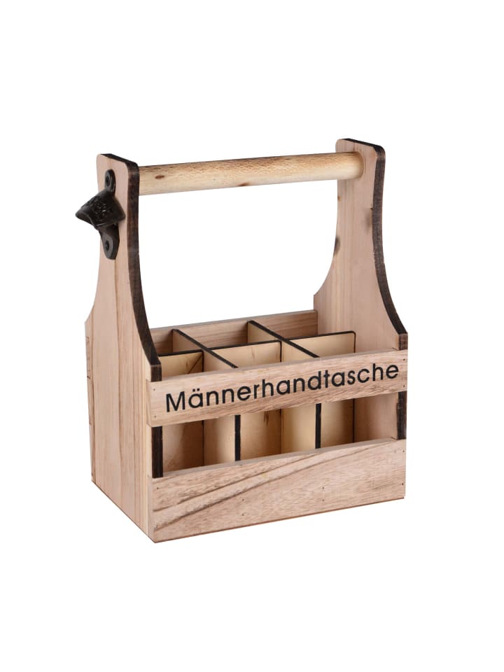 UNUS Flaschenträger Männerhandtasche aus Holz in Braun günstig kaufen onesize
