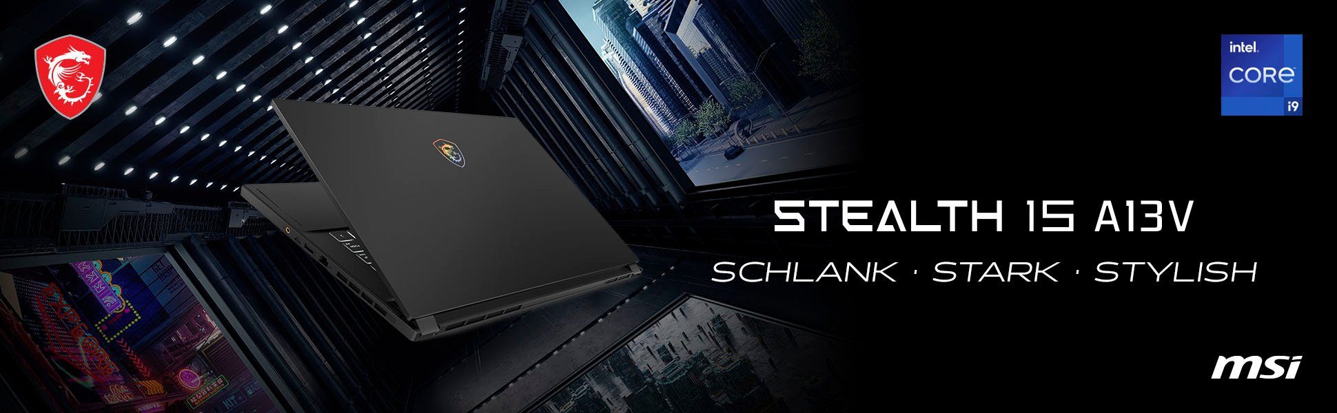 MSI Stealth 15 A13VF-052 Gaming-Notebook (39,6 cm/15,6 Zoll, Intel Core i7 13620H, GeForce RTX 4060, 1000 GB SSD, OLED-Display)