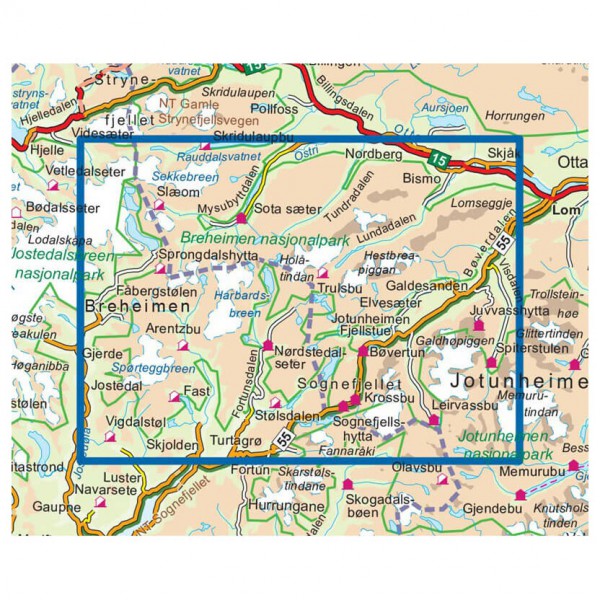 Nordeca - Breheimen Nasjonalpark 1/50 - Wanderkarte Norwegen - Wanderkarte