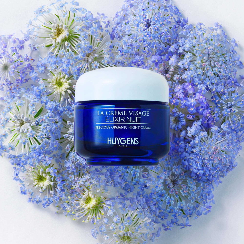 huygens La Crème Visage Élixir Nuit Crème de nuit BIO riche et apaisante à l'acide hyaluronique et au collagène.