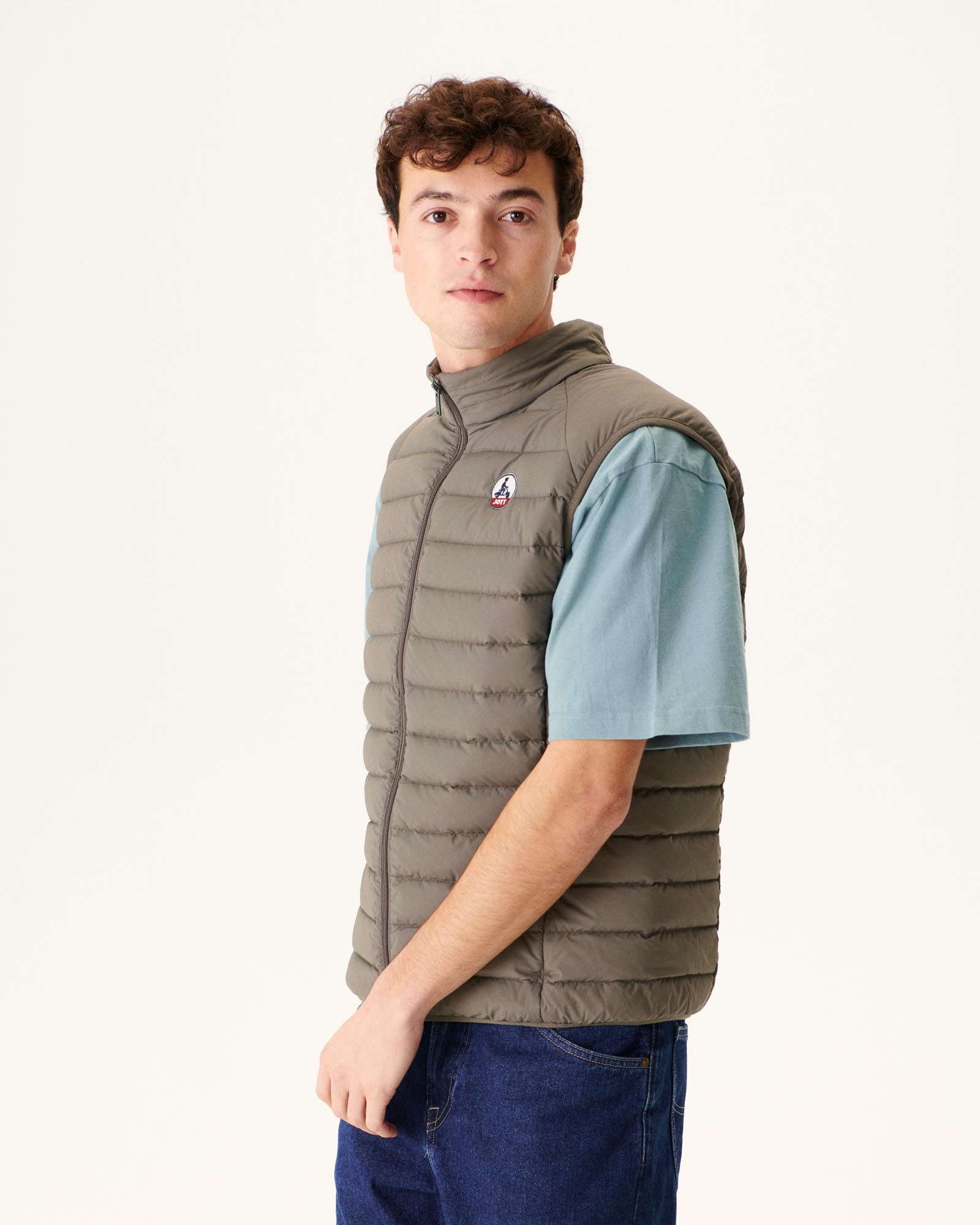 Doudoune sans manches stretch Taupe Arafo