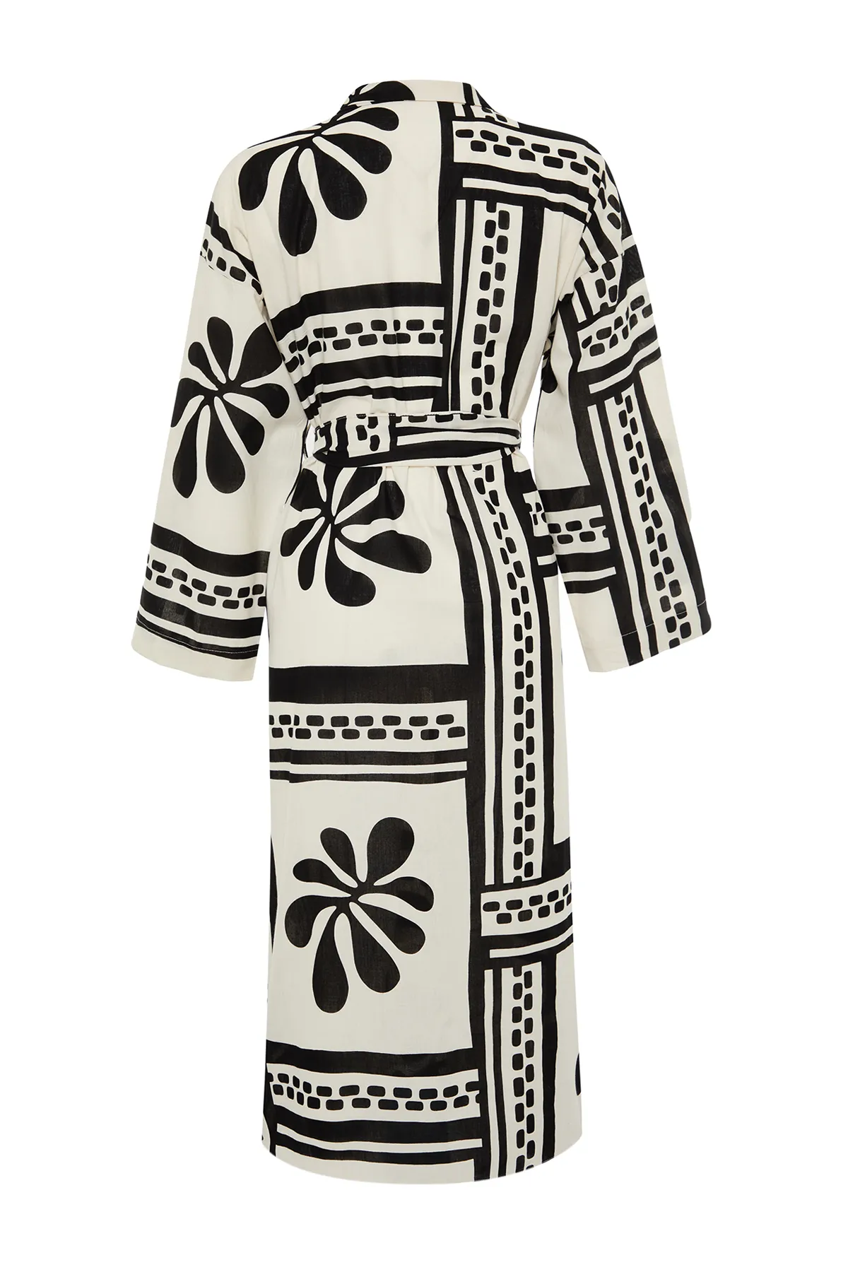Trendyol Collection  Maxi-Kimono und Kaftan aus 100 % Baumwolle mit Blumenmuster und Gürtel TBESS24KM00013