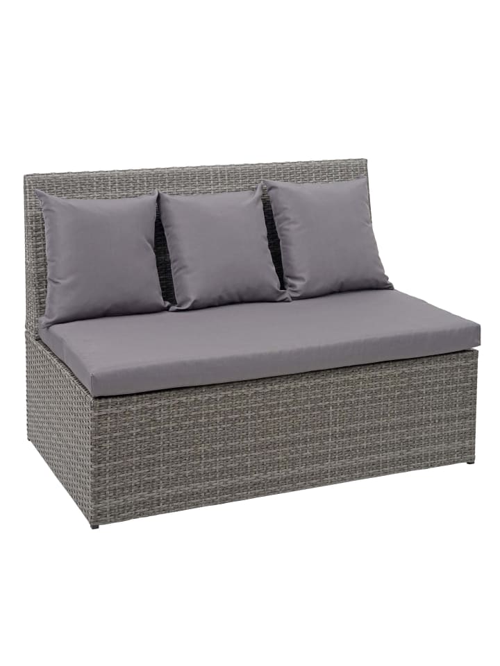 MCW Lounge-Gartenbank G16 2er Sofa, Grau, Kissen dunkelgrau günstig kaufen onesize