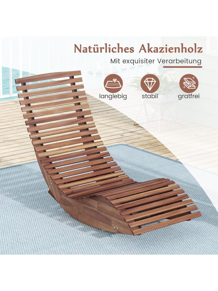 COSTWAY 2er Set Sonnenliege ergonomisch in Hellbraun günstig kaufen onesize