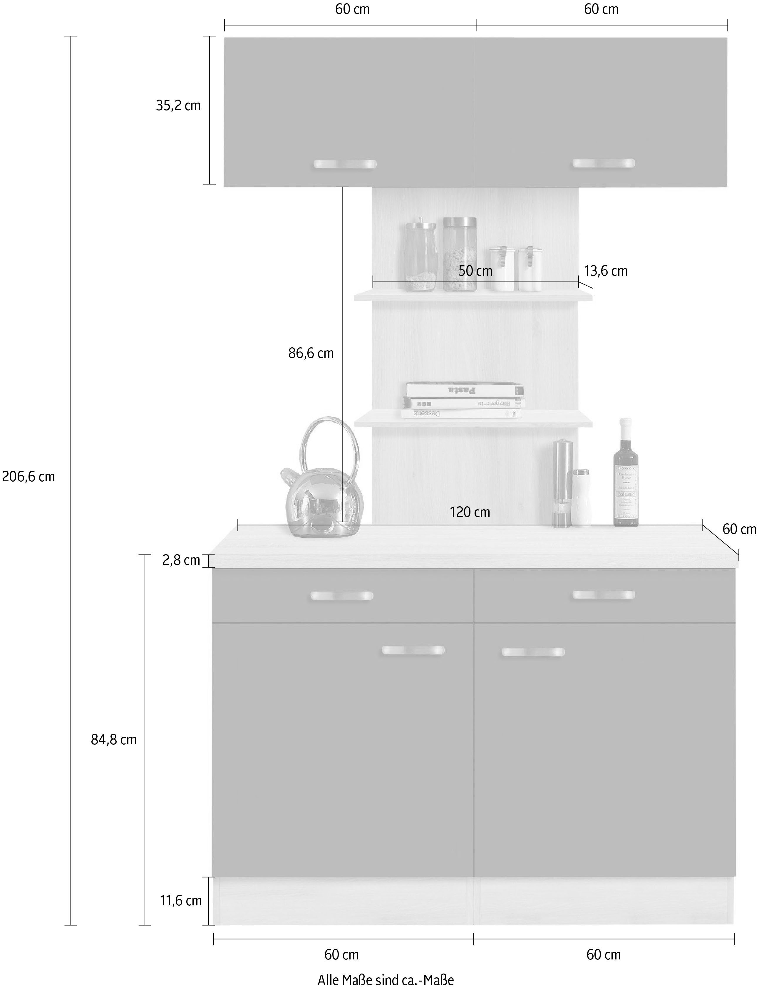 OPTIFIT Buffet Faro, mit Metallgriffen, Breite 120 cm