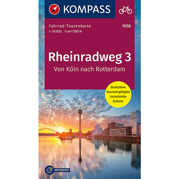 FAHRRAD-TOURENKARTE RHEINRADWEG 3, VON KÖLN NACH ROTTERDAM - Fahrradkarte