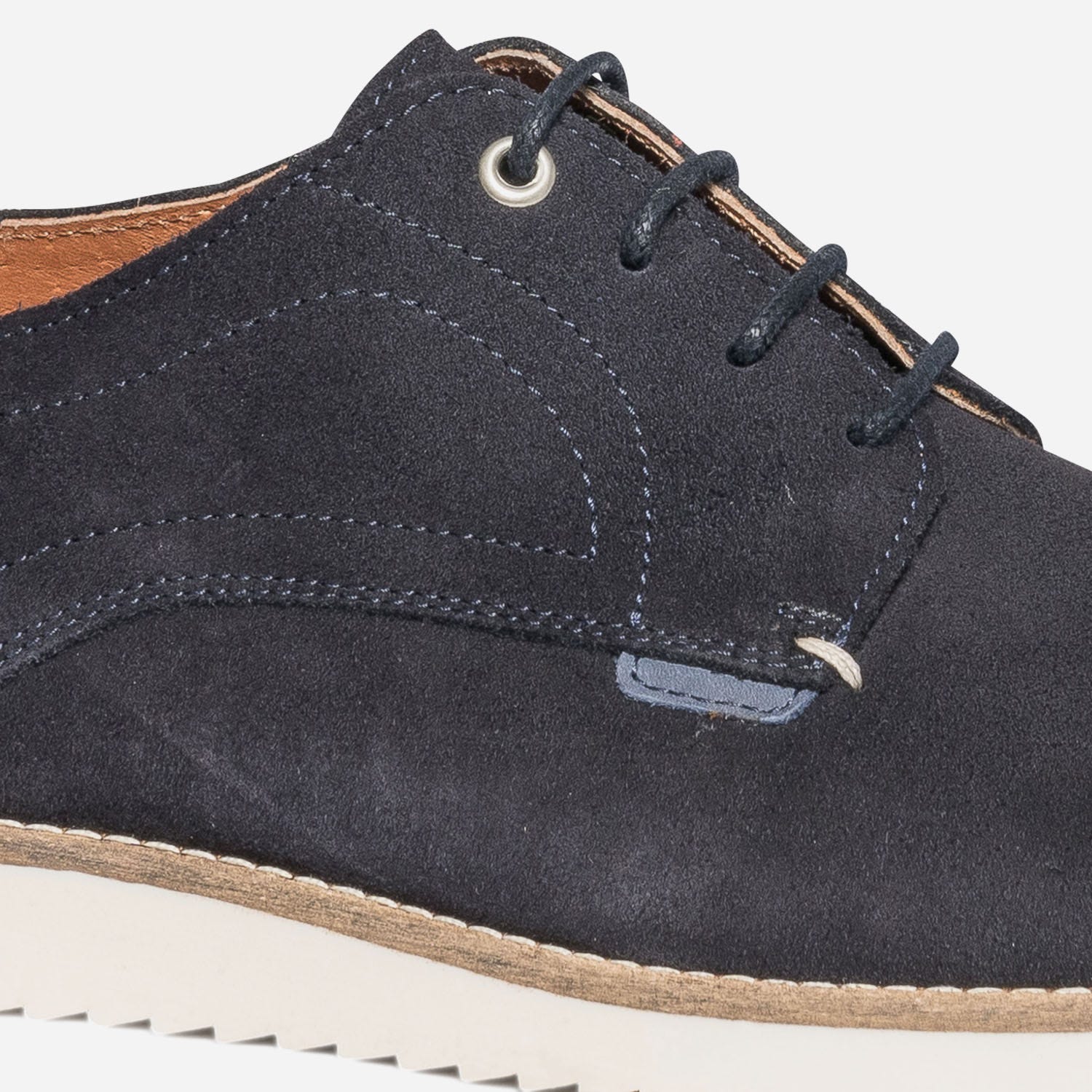 Derby confort bleu marine en cuir velours