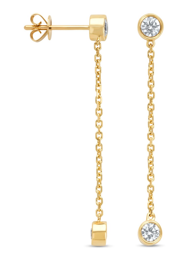 Diamond Point Yellow gold earrings, 0.70 ct diamond, Hearts & Arrows