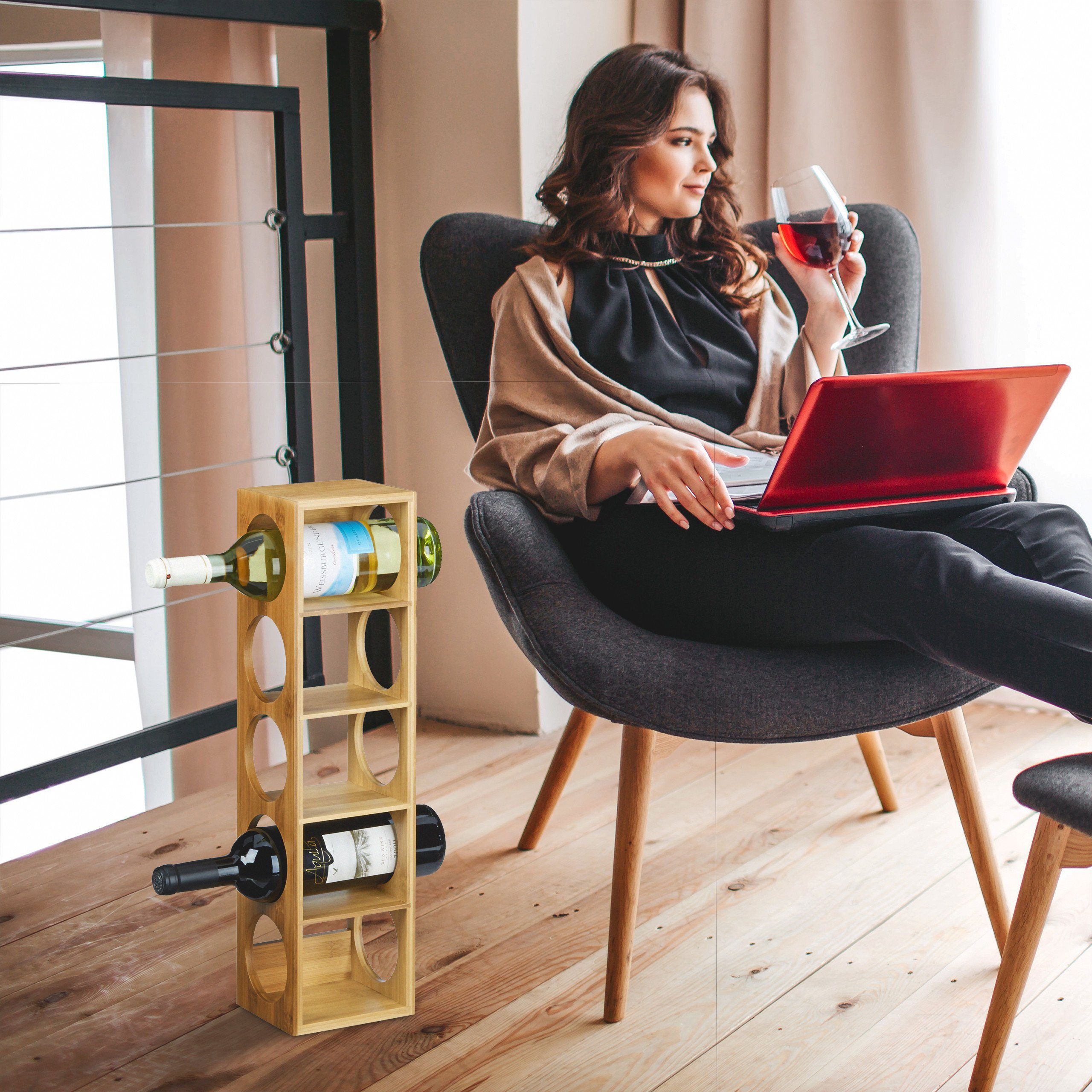 relaxdays Weinregal Weinregal Bambus