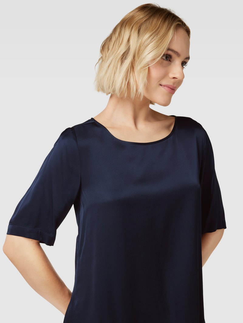 Blusenshirt aus Viskose mit U-Boot-Ausschnitt in marineblau