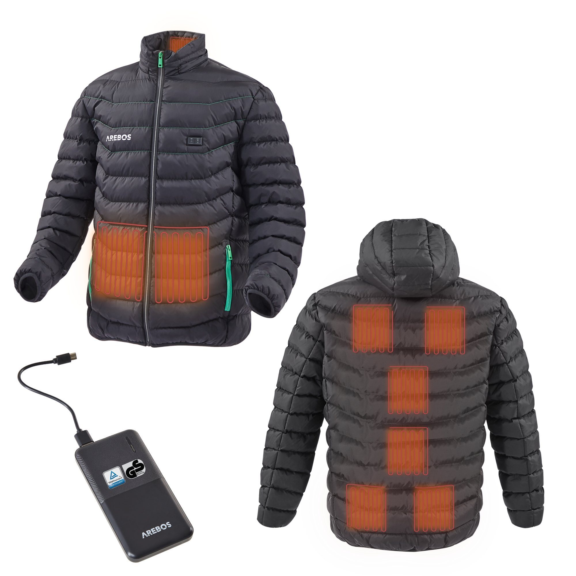 Arebos Arbeitsjacke Akku-Thermojacke Winterjacke Outdoor Jacke beheizbar Unisex (Stück)