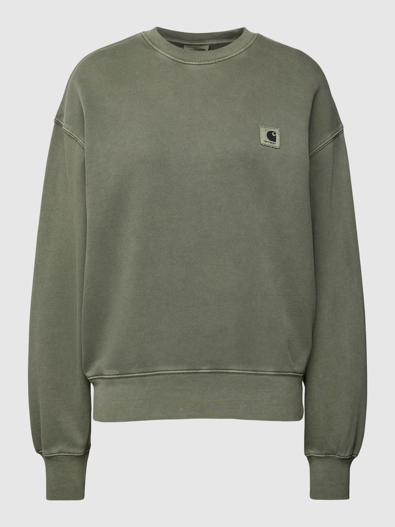 Sweatshirt mit Label-Patch Modell 'NELSON' in olivgrün