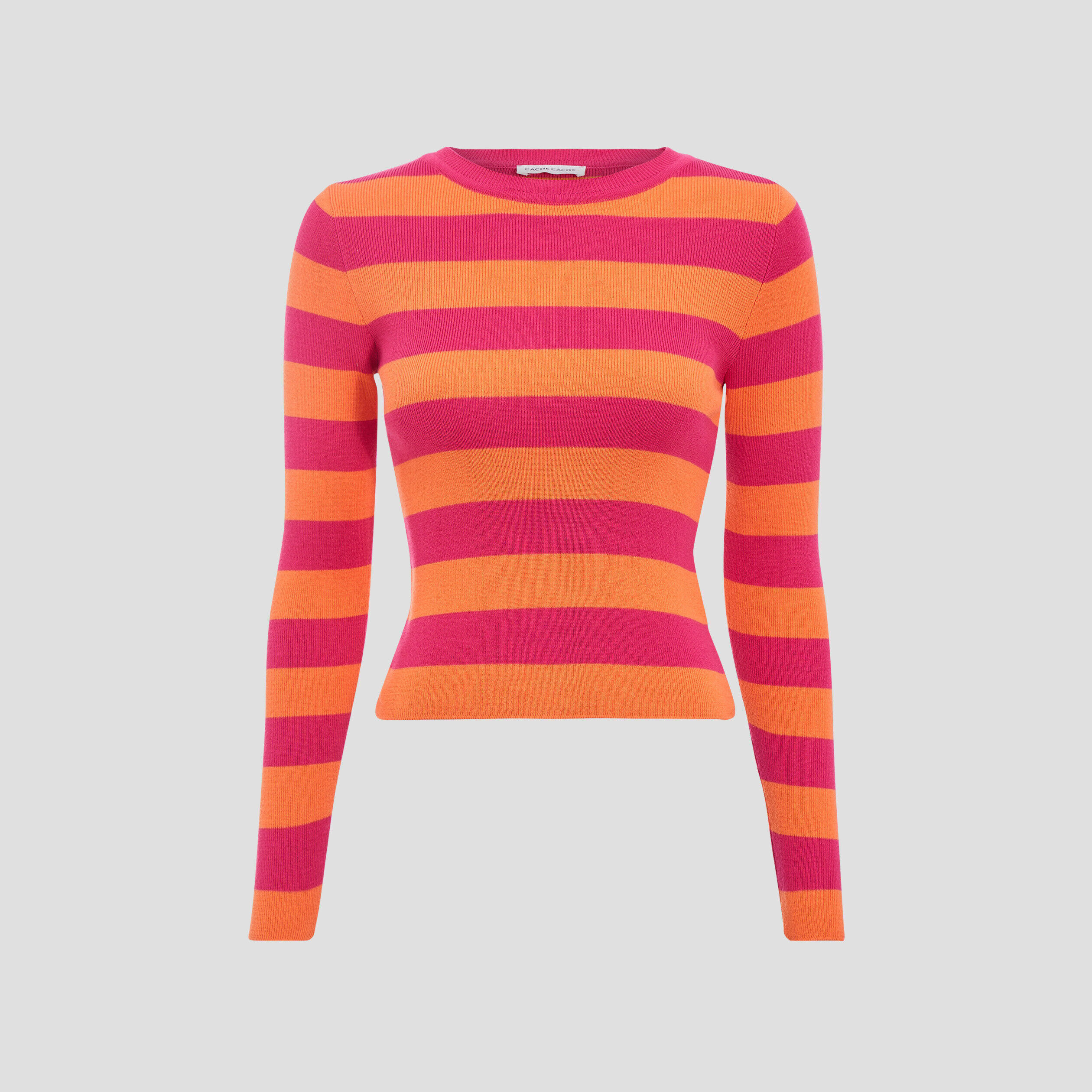 Pull avec manches longues rose vif femme | Cache Cache