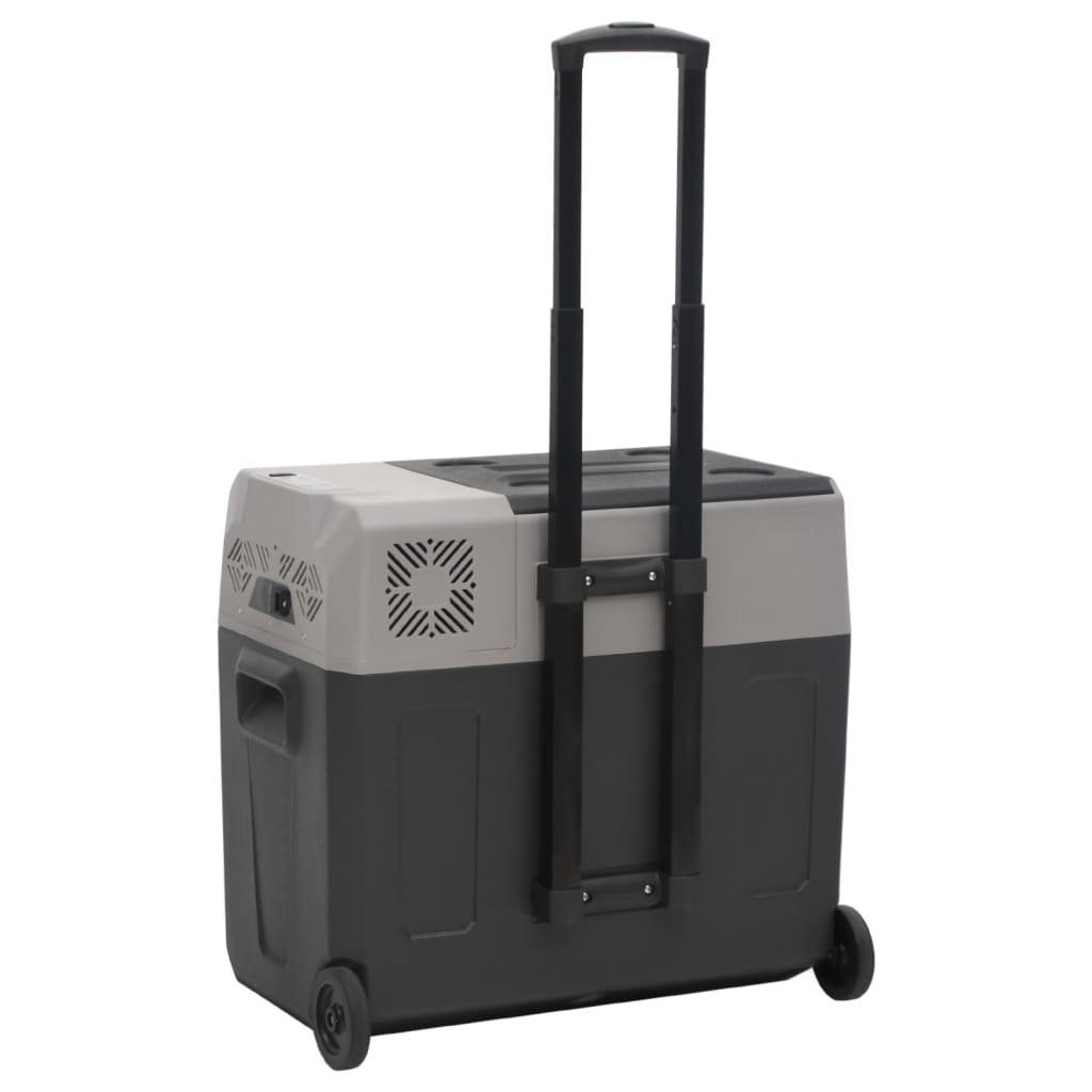 vidaXL Kühlbox Kompressor Kühlbox mit Rollen und Griff Schwarz Grau 40 L Camping Va