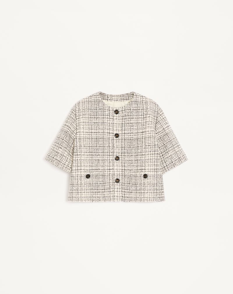 Casaco de tweed quadrado
