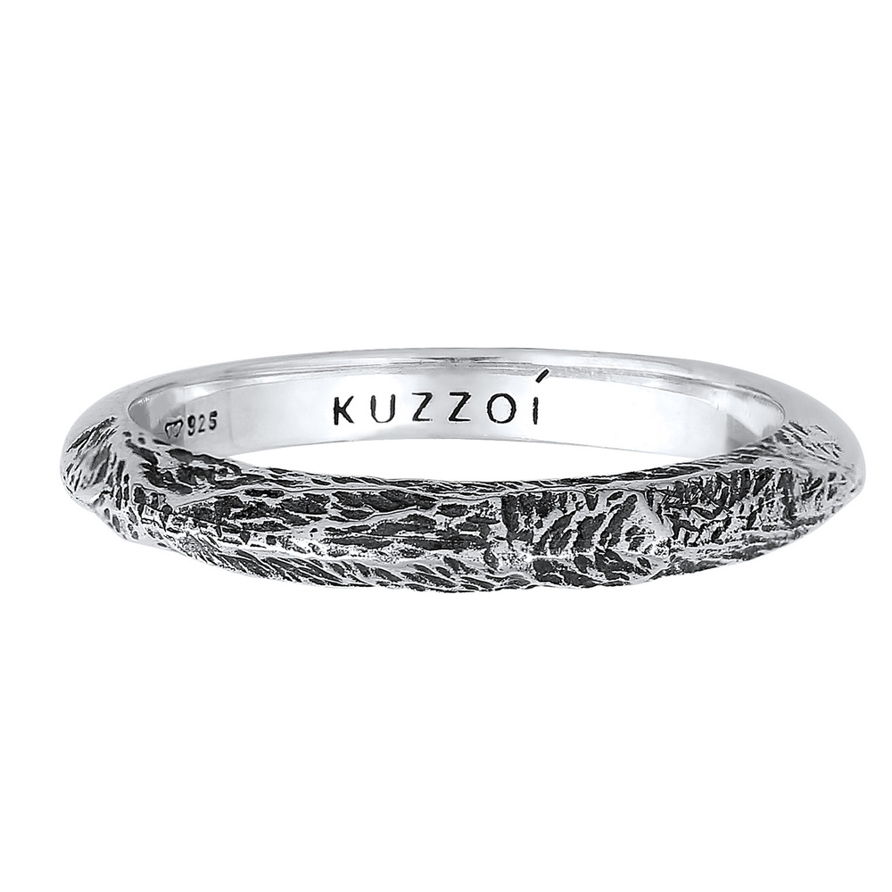 KUZZOI KUZZOI Bague Bague pour homme à anneau étroit d'aspect usagé Tendance solide en a Bague
