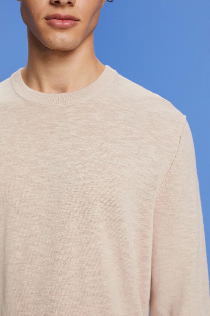 Rundhals Pullover, Baumwoll-Leinenmix