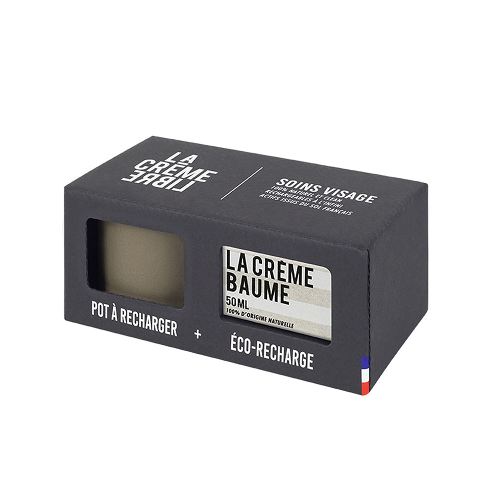 La crème libre Coffret Crème Baume Visage (Éco-recharge + Pot Rechargeable Taupe) Soin Hydratant Visage