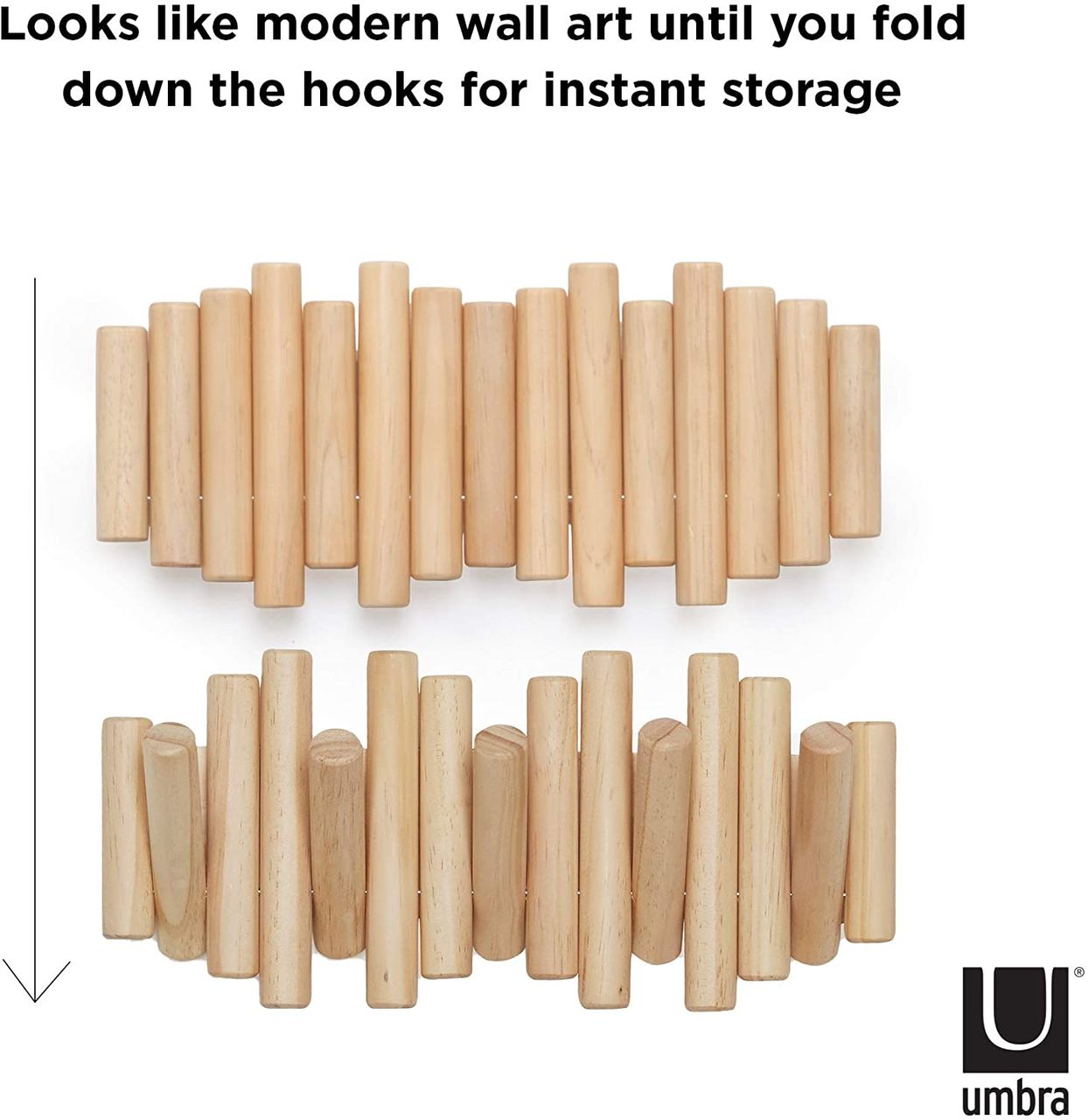 trends4cents Umbra Picket mit 5 Garderobenhaken natural 1011471-390 Garderobenleiste Wandhaken Kleiderhaken