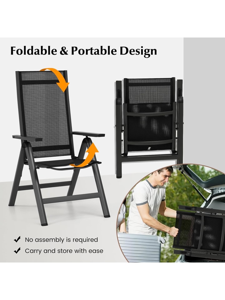 COSTWAY Gartenstuhl Alu in Schwarz günstig kaufen onesize