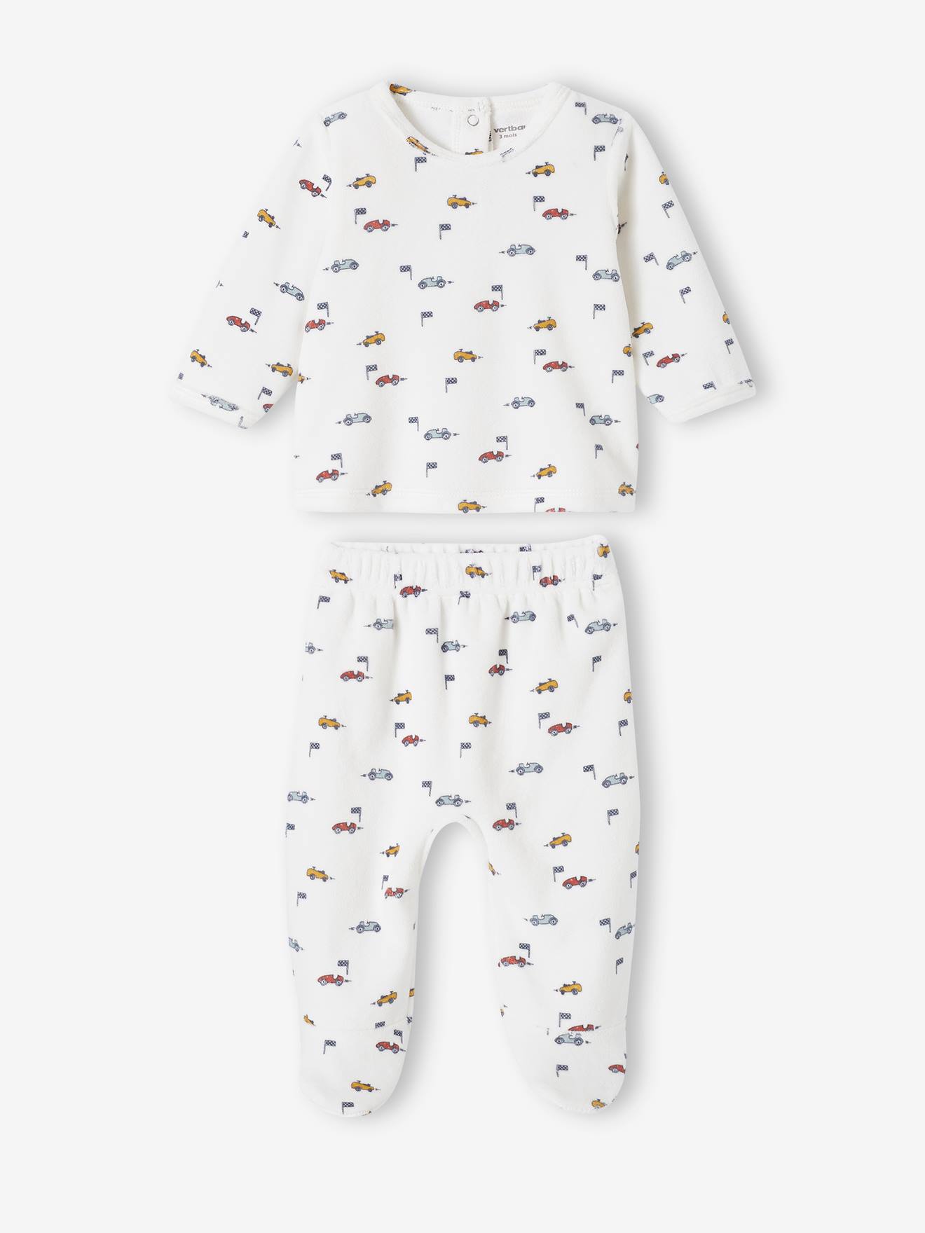 Vertbaudet 2er-Pack Baby Schlafanzüge aus Samt, Rennautos Oeko-Tex - terrakotta