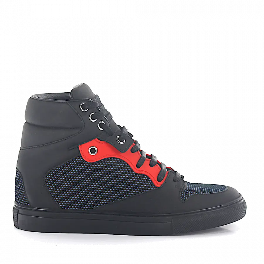 Balenciaga - Sneaker Mid Top Leder schwarz Mesh blau - schwarz