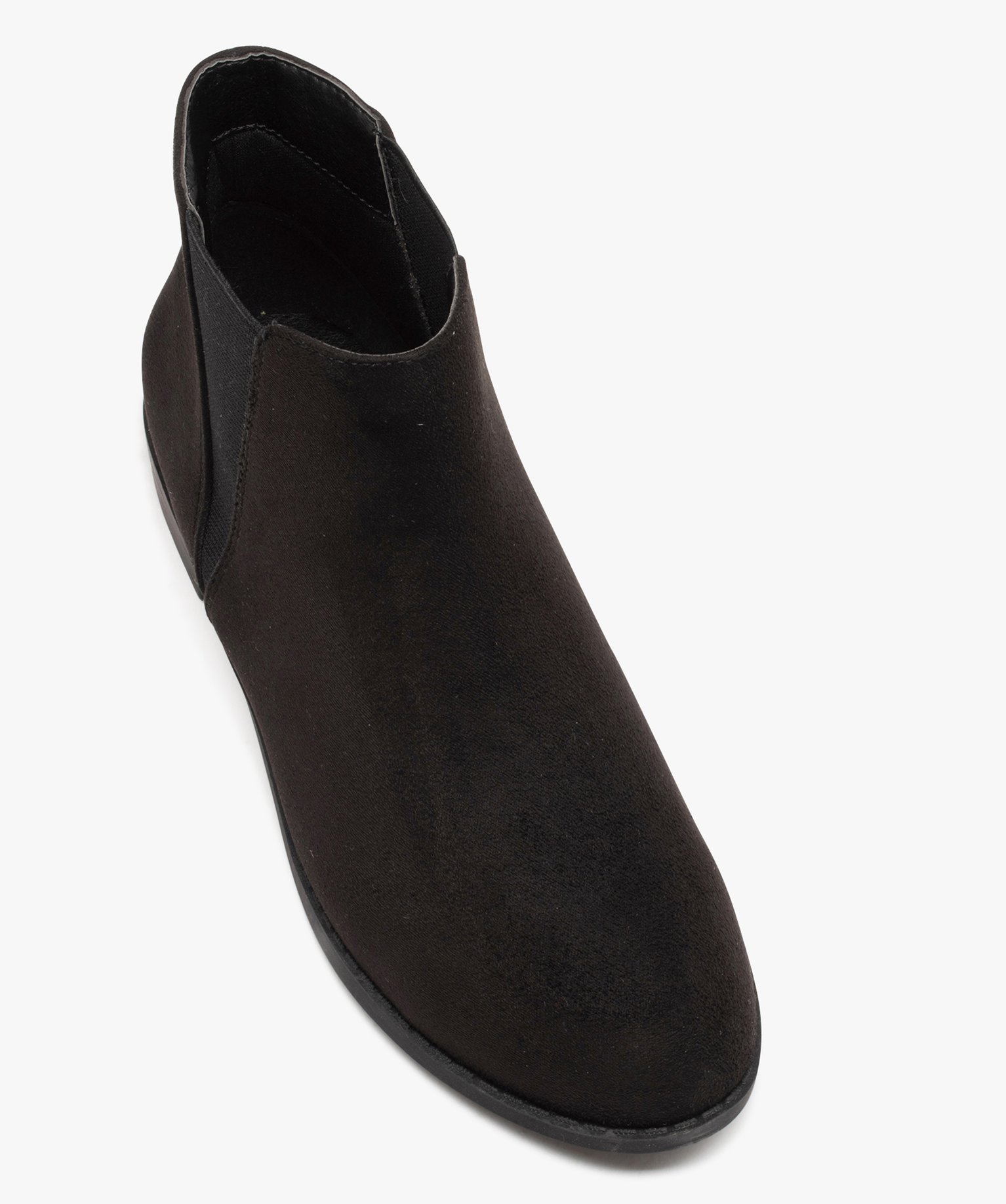 Boots Chelsea en suédine à talon plat femme noir | GEMO