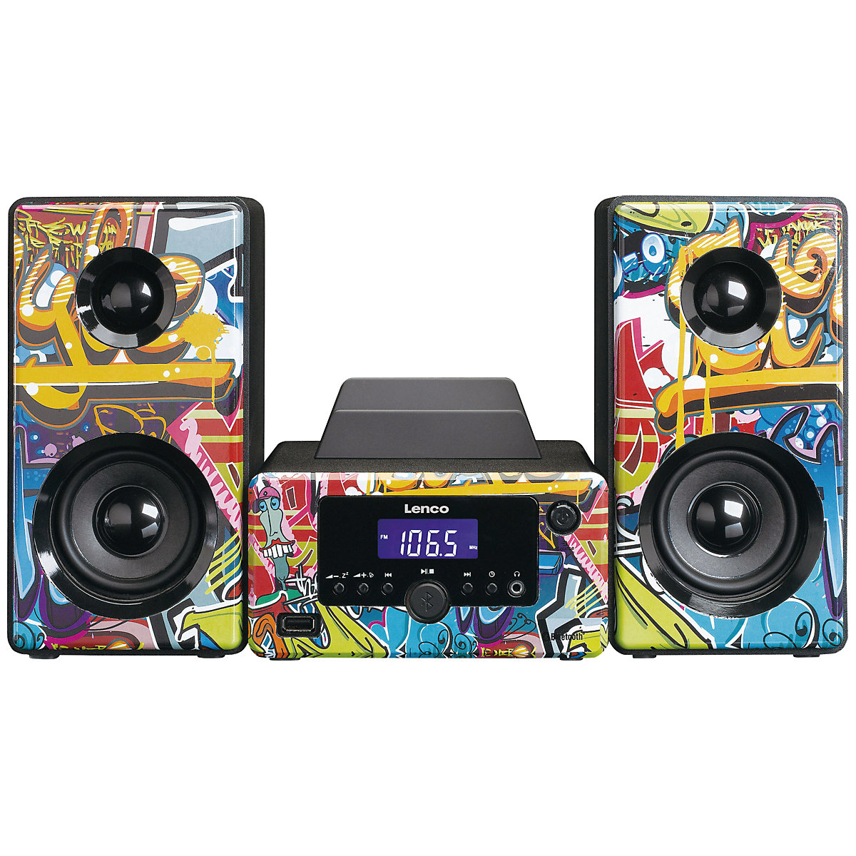 MC-020 Tags Grafitti Design - Micro-Hifi-Anlage mit Radio, Bluetooth und USB-Anschluß