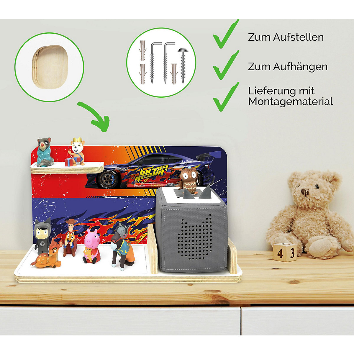 Regal für Musikbox Rennwagen, klein - geeignet für Toniebox